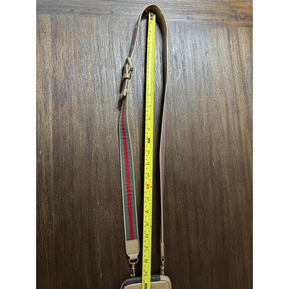 Bandolier Tan Crossbody Bag with Red and Green Strap - Picture 15 of 16